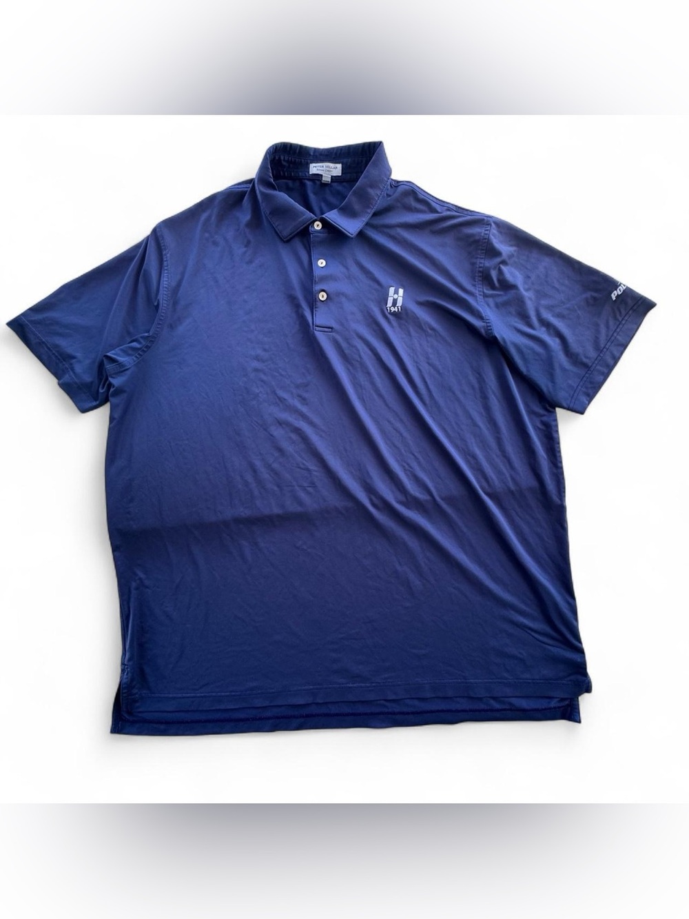 Peter Millar Summer Comfort Polo Navy Fertilizer Logo Performance Shirt Men’s 2X